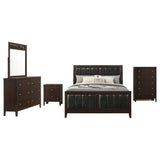 Carlton Cappuccino 5-Piece Queen Bedroom Set with Upholstered Headboard from Coaster - Luna Furniture