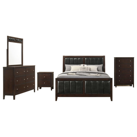 Carlton Cappuccino 5-Piece Queen Bedroom Set with Upholstered Headboard from Coaster - Luna Furniture