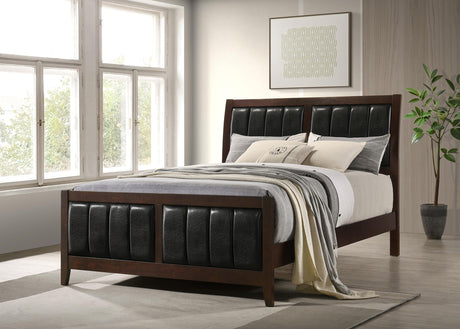 Carlton Cappuccino and Black Queen Upholstered Bed from Coaster - Luna Furniture