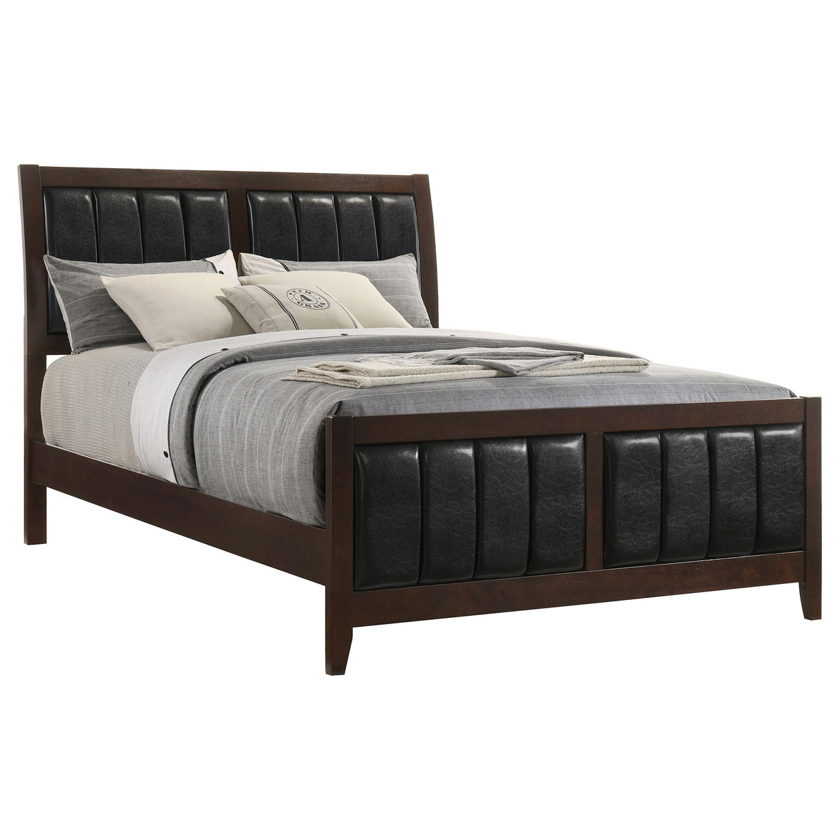 Carlton Cappuccino and Black Queen Upholstered Bed from Coaster - Luna Furniture