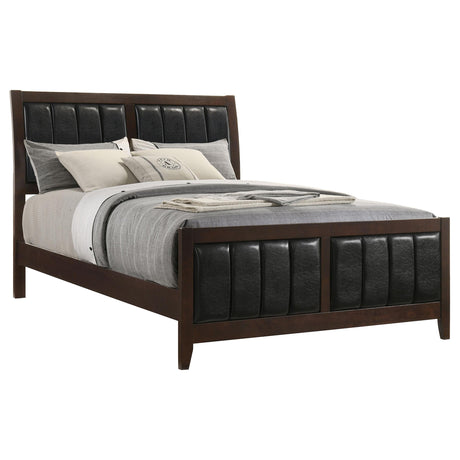 Carlton Cappuccino and Black Queen Upholstered Bed from Coaster - Luna Furniture