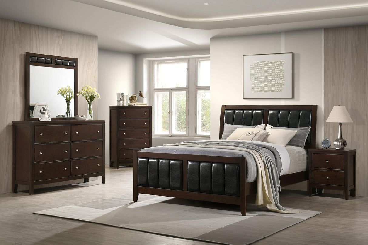 Carlton Cappuccino and Black Queen Upholstered Bed from Coaster - Luna Furniture