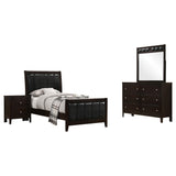 Carlton Cappuccino and Black 4-Piece Twin Upholstered Bedroom Set from Coaster - Luna Furniture