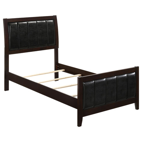 Carlton Cappuccino and Black 4-Piece Twin Upholstered Bedroom Set from Coaster - Luna Furniture