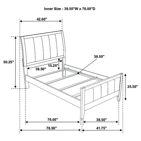 Carlton Cappuccino and Black 4-Piece Twin Upholstered Bedroom Set from Coaster - Luna Furniture