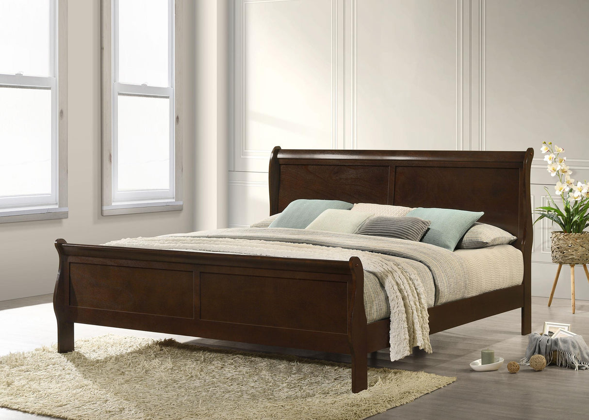 Louis Philippe Cappuccino Eastern King Panel Sleigh Bed from Coaster - Luna Furniture