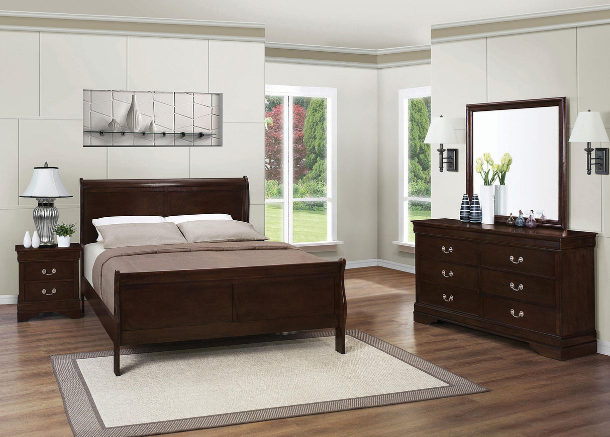 Louis Philippe Cappuccino 4-Piece Queen Panel Bedroom Set with High Headboard from Coaster - Luna Furniture