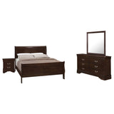 Louis Philippe Cappuccino 4-Piece Queen Panel Bedroom Set with High Headboard from Coaster - Luna Furniture