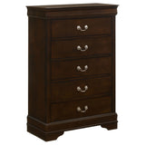 Louis Philippe Cappuccino 4-Piece Queen Panel Bedroom Set with High Headboard from Coaster - Luna Furniture
