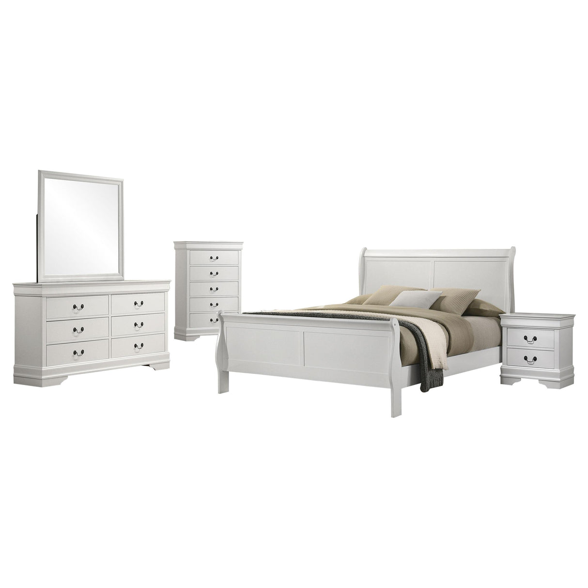 Louis Philippe White 5-Piece Eastern King Bedroom Set from Coaster - Luna Furniture