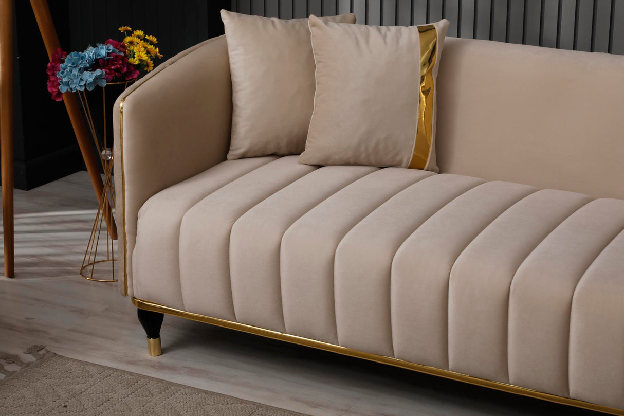 Toronto Stationary Sofa in Cream from Furnia - Luna Furniture