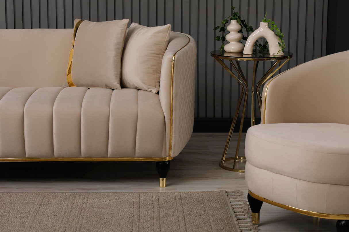 Toronto 3-pieces (Sofa & Loveseat & Chair) Livingroom Set in Cream from Furnia - Luna Furniture