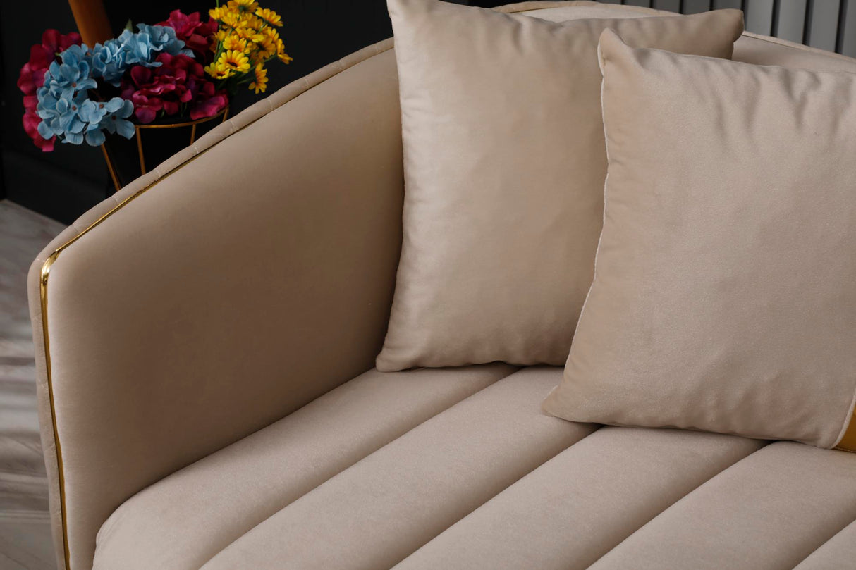 Toronto Stationary Sofa in Cream from Furnia - Luna Furniture