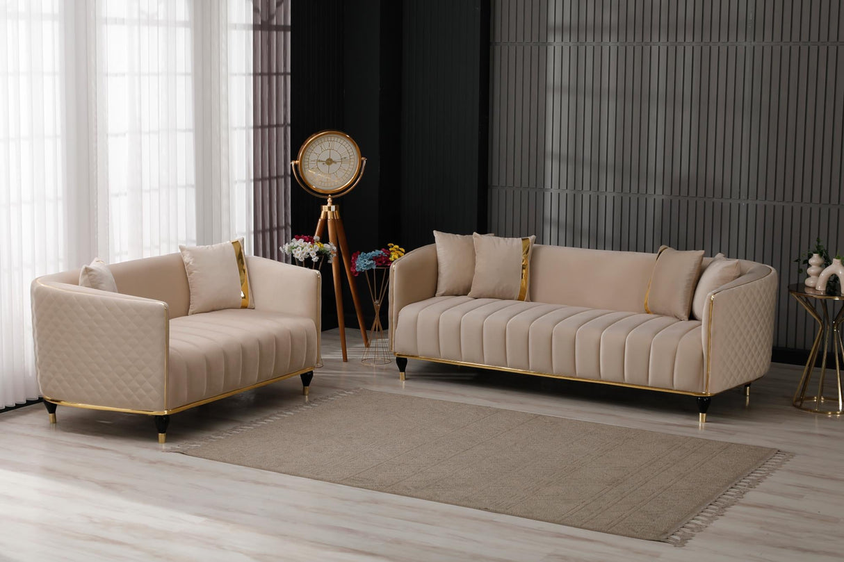 Toronto 3-pieces (Sofa & Loveseat & Chair) Livingroom Set in Cream from Furnia - Luna Furniture