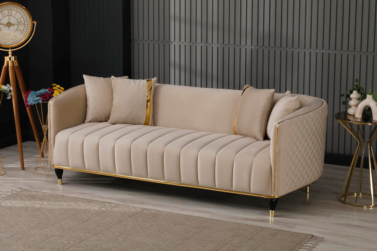 Toronto Stationary Sofa in Cream from Furnia - Luna Furniture