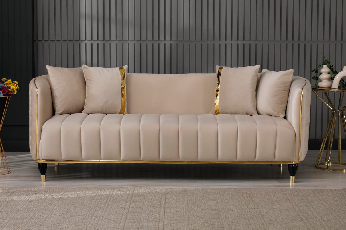 Toronto Stationary Sofa in Cream from Furnia - Luna Furniture