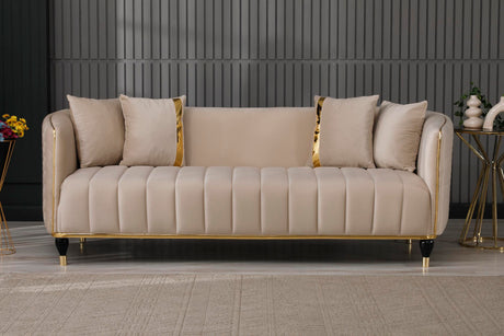 Toronto Stationary Sofa in Cream from Furnia - Luna Furniture