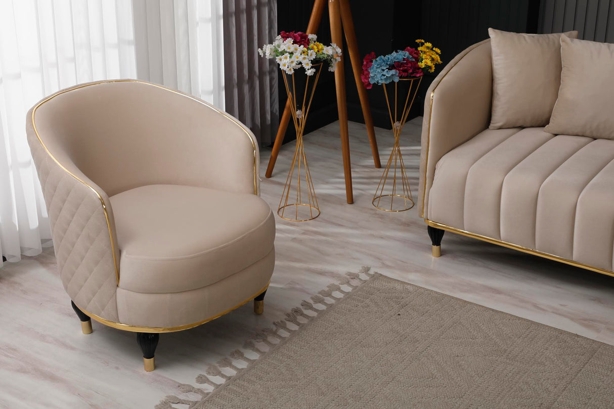 Toronto 3-pieces (Sofa & Loveseat & Chair) Livingroom Set in Cream from Furnia - Luna Furniture