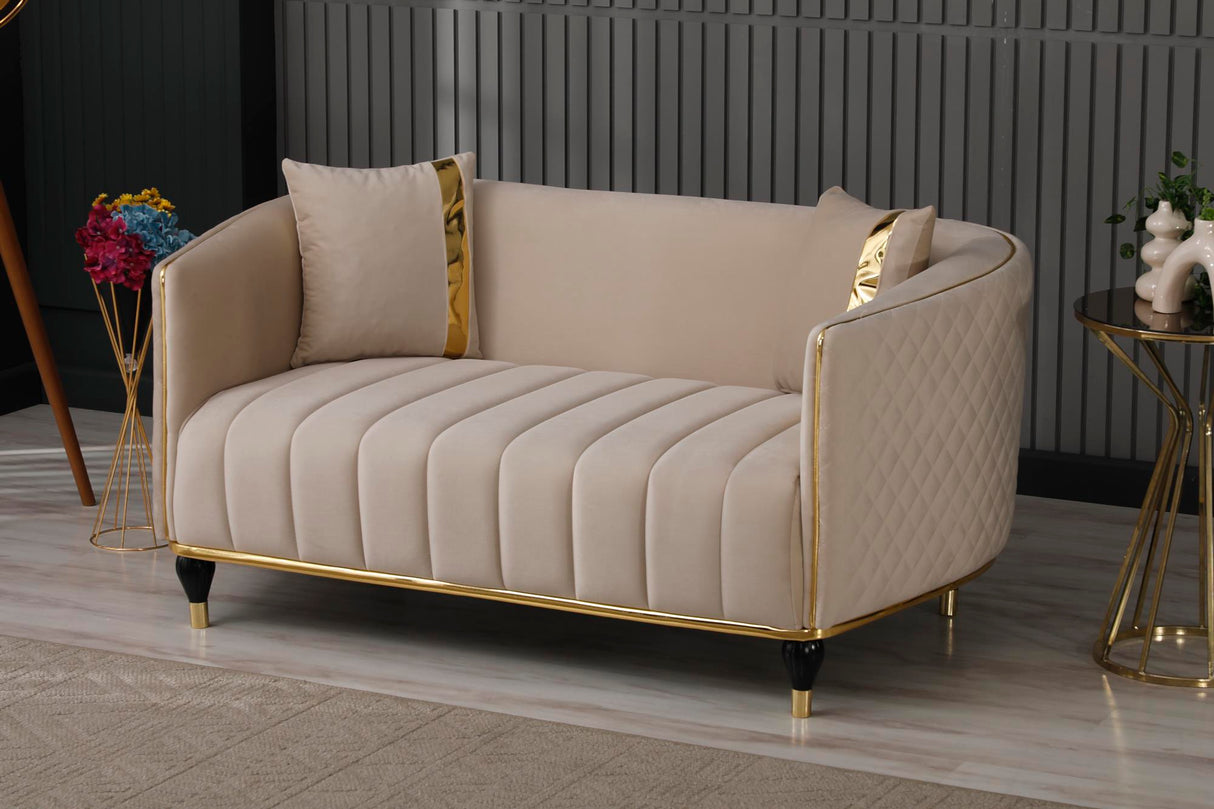 Toronto Stationary Loveseat in Cream from Furnia - Luna Furniture