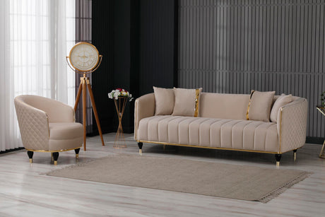 Toronto 3-pieces (Sofa & Loveseat & Chair) Livingroom Set in Cream from Furnia - Luna Furniture
