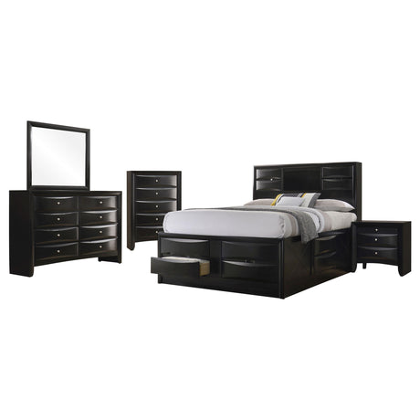 Briana Black 5-Piece Eastern King Storage Bedroom Set with Bookcase Headboard from Coaster - Luna Furniture