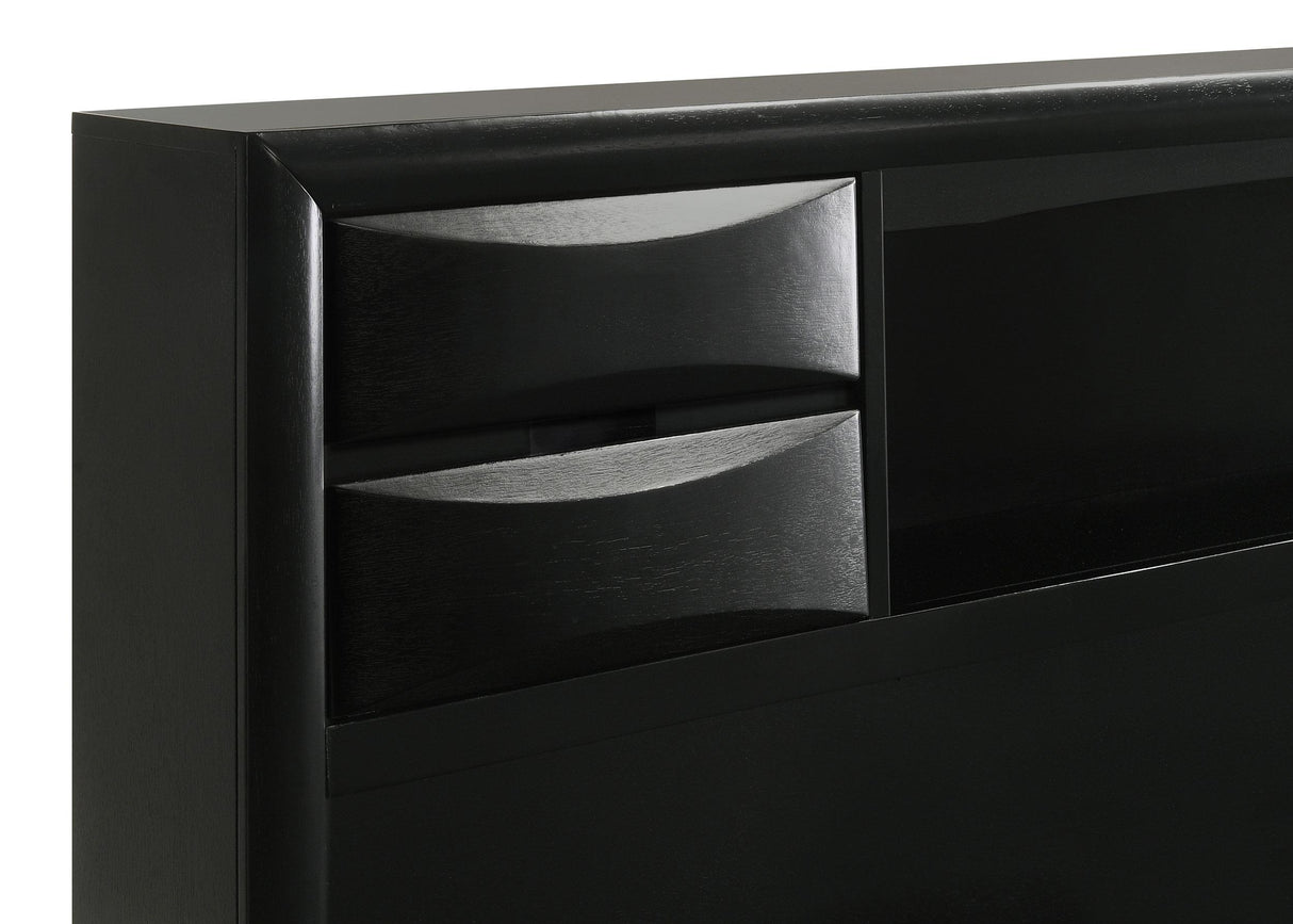 Briana Black 5-Piece Eastern King Storage Bedroom Set with Bookcase Headboard from Coaster - Luna Furniture