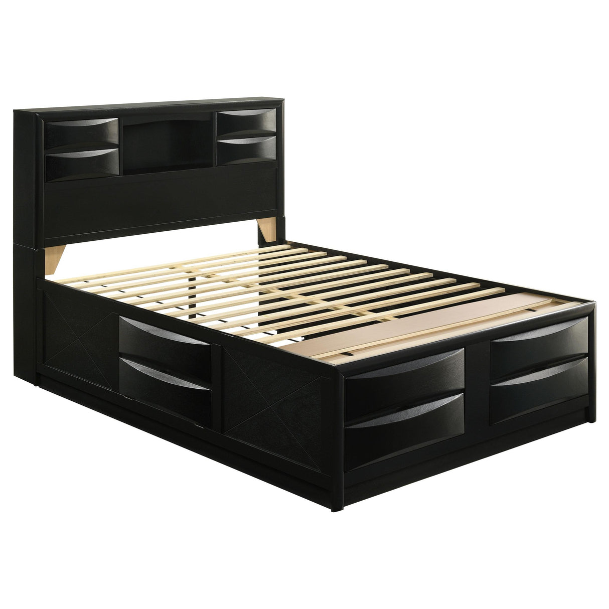 Briana Black 4-Piece Queen Storage Bedroom Set with Bookcase Headboard from Coaster - Luna Furniture