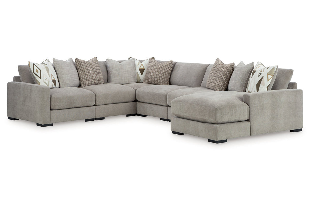 Aslan Court Pebble 6-Piece RAF Chaise Sectional from Ashley - Luna Furniture