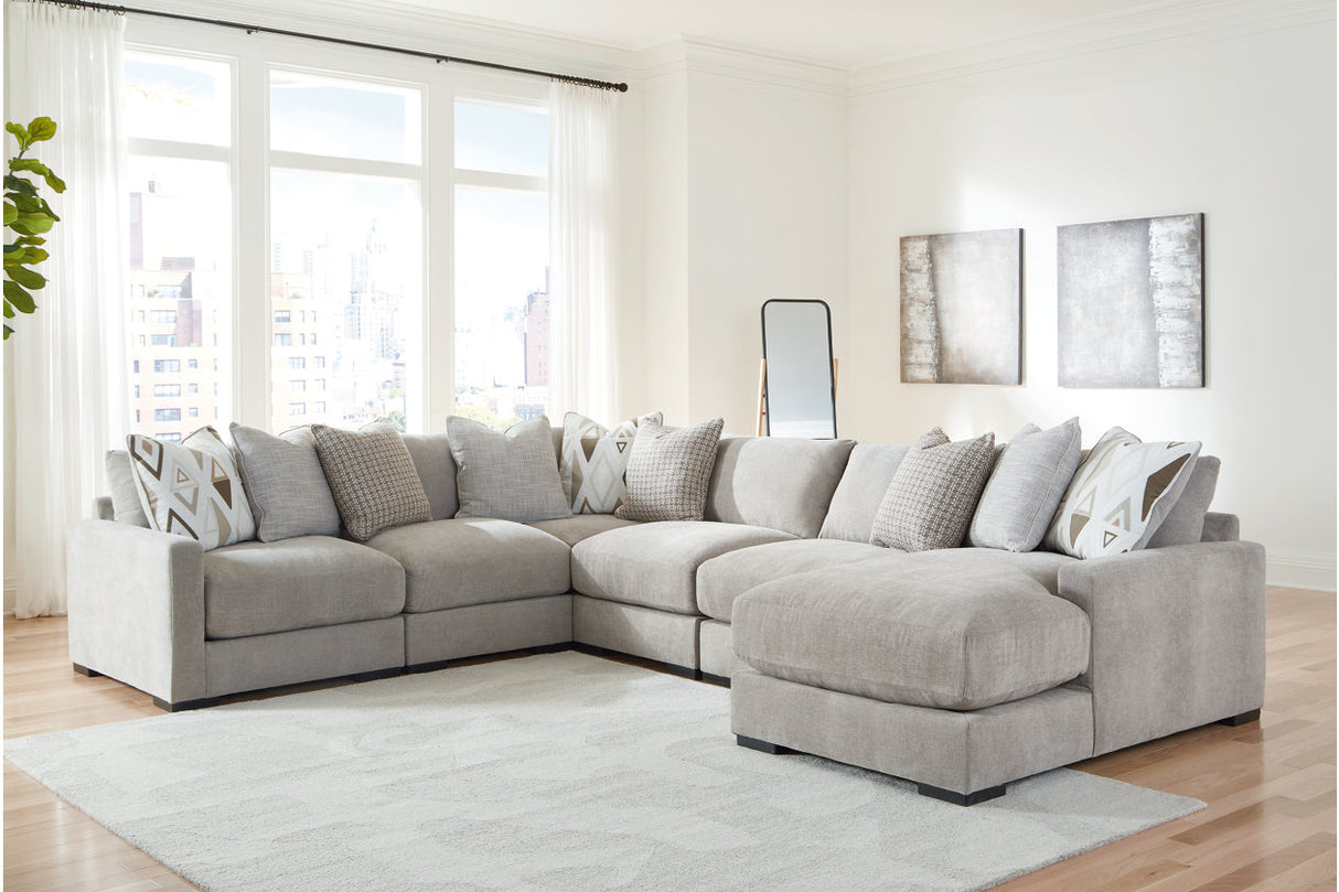 Aslan Court Pebble 6-Piece RAF Chaise Sectional from Ashley - Luna Furniture