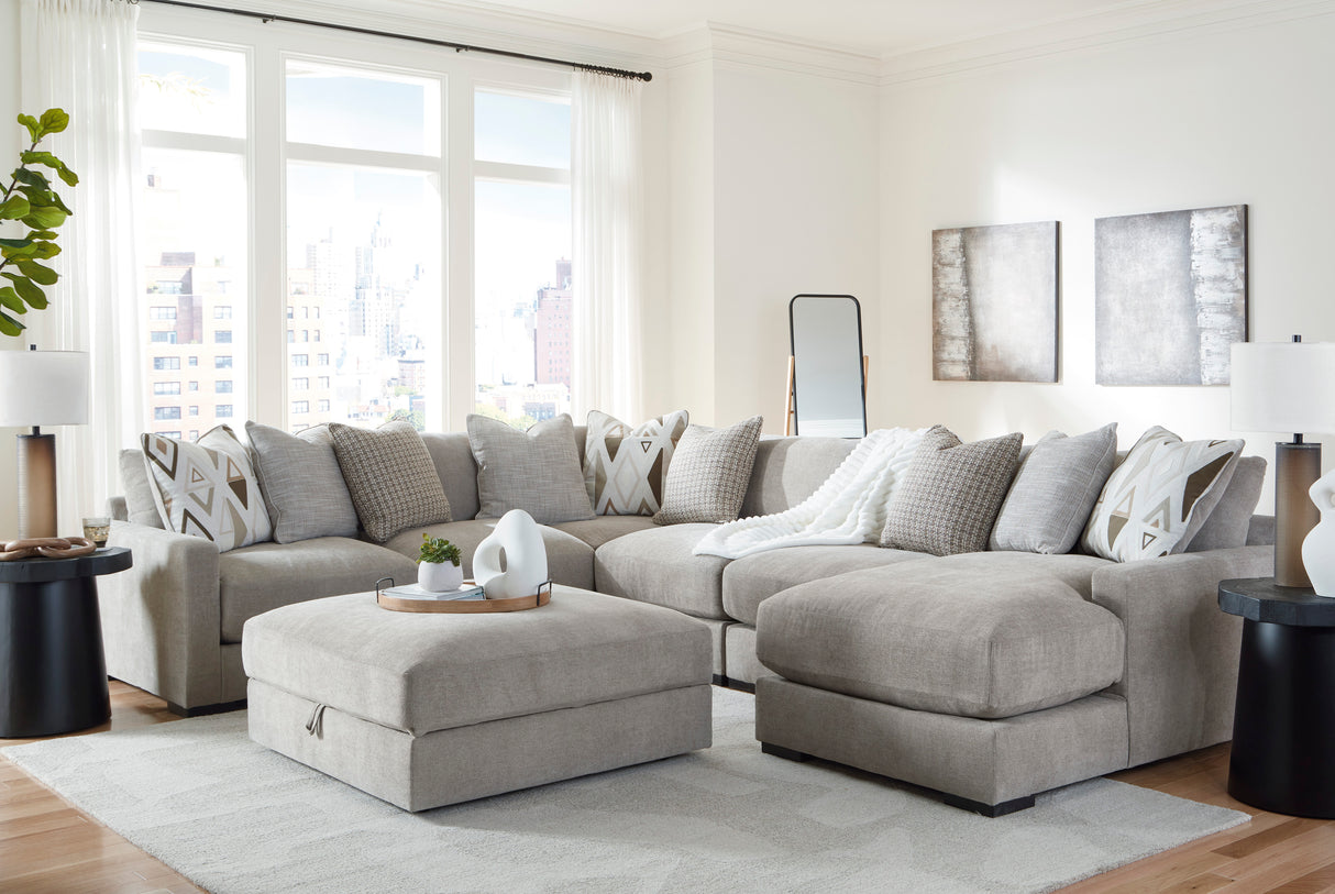Aslan Court Pebble 6-Piece Sectional with Ottoman from Ashley - Luna Furniture