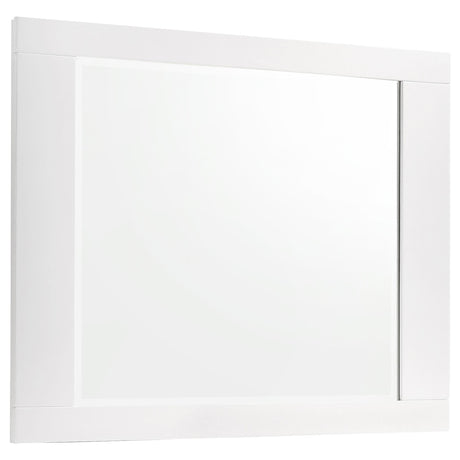 Felicity Glossy White 5-Piece Queen Bedroom Set with LED Headboard and Mirror from Coaster - Luna Furniture