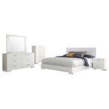 Felicity Glossy White 5-Piece Eastern King Bedroom Set with LED Mirror from Coaster - Luna Furniture