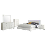 Felicity Glossy White 6-Piece Eastern King Bedroom Set with Plank Headboard from Coaster - Luna Furniture