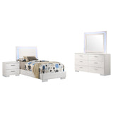 Felicity Glossy White 4-Piece Twin Bedroom Set with LED Lighting from Coaster - Luna Furniture