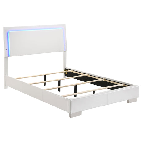 Felicity Glossy White 4-Piece Twin Bedroom Set with LED Lighting from Coaster - Luna Furniture