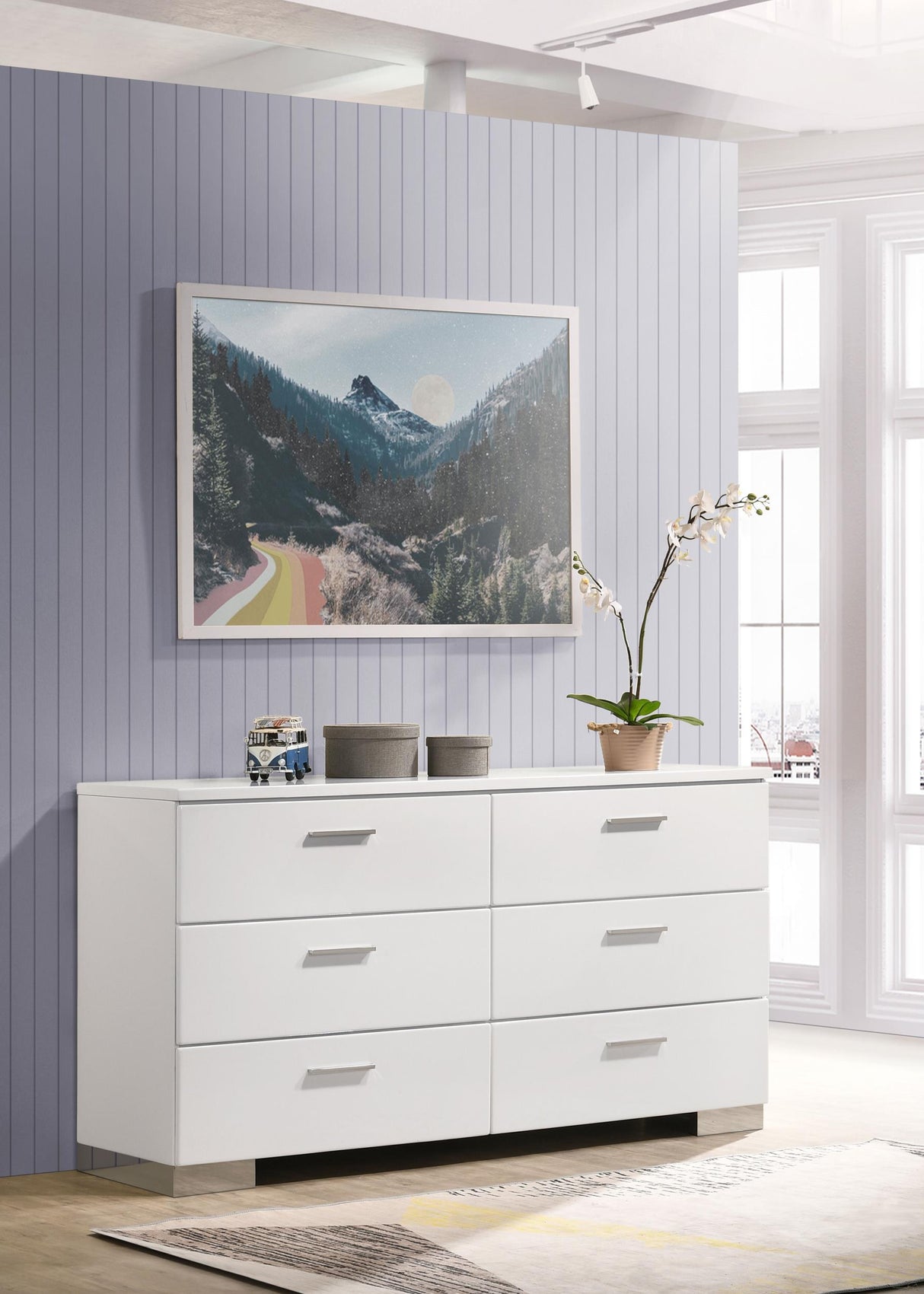 Felicity 6-Drawer Dresser Glossy White Felicity 6-Drawer Dresser Glossy White