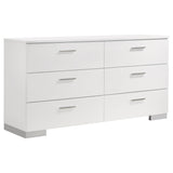 Felicity Glossy White 6-Drawer Dresser from Coaster - Luna Furniture