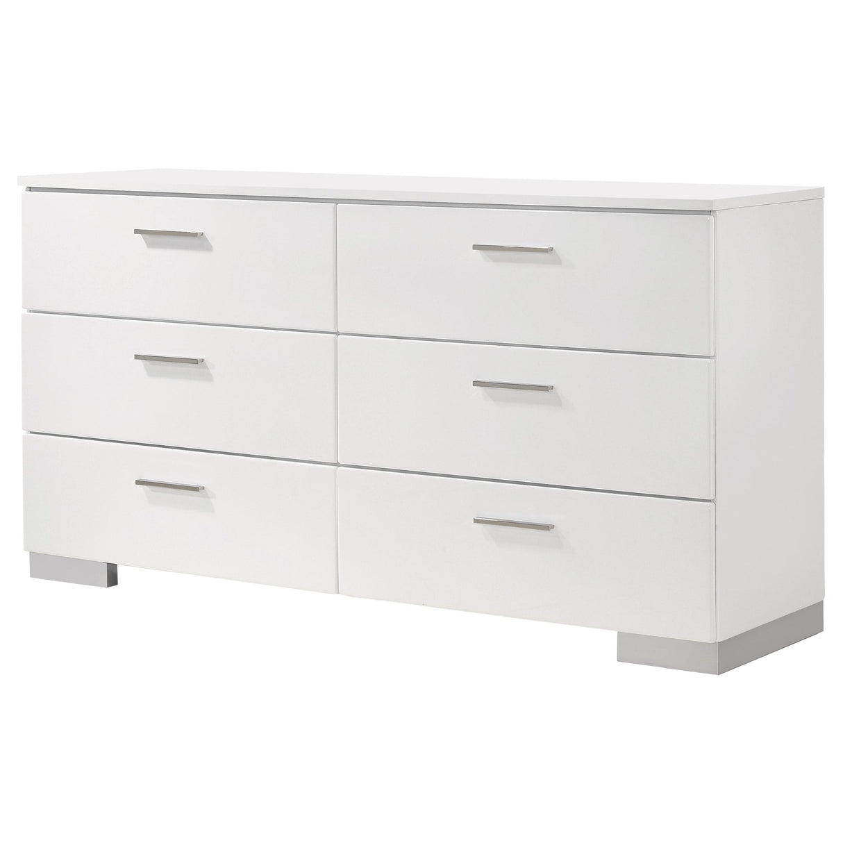 Felicity Glossy White 6-Drawer Dresser from Coaster - Luna Furniture