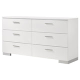 Felicity Glossy White 6-Drawer Dresser from Coaster - Luna Furniture