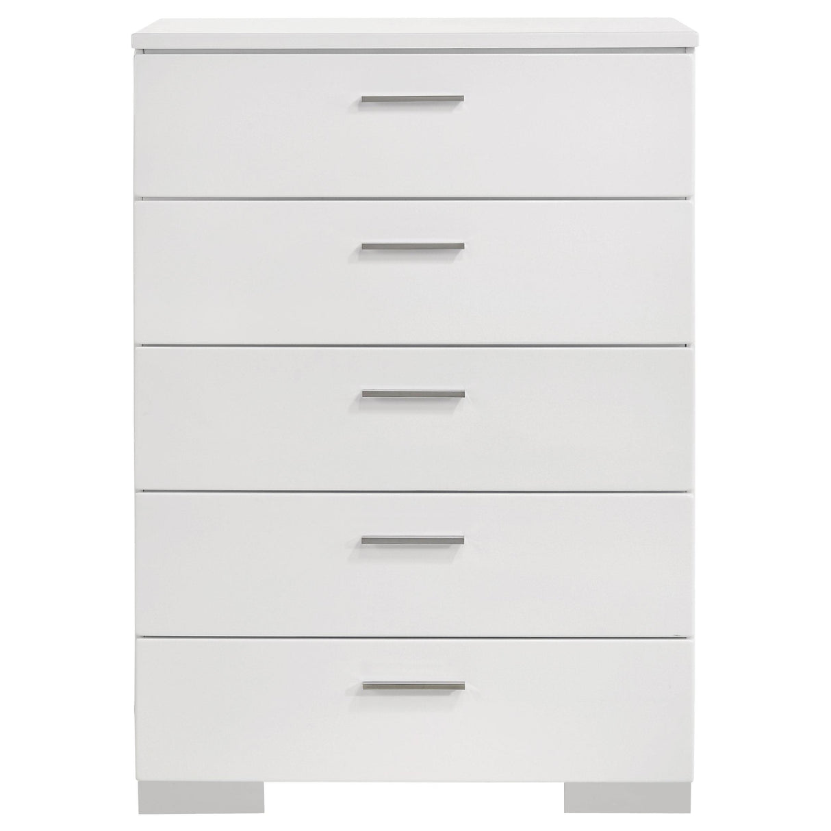 Felicity Glossy White 5-Drawer Chest from Coaster - Luna Furniture