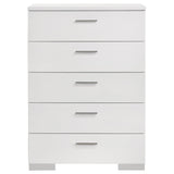 Felicity Glossy White 5-Drawer Chest from Coaster - Luna Furniture