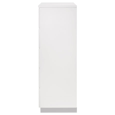 Felicity Glossy White 5-Drawer Chest from Coaster - Luna Furniture