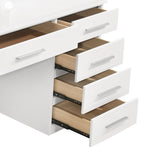 Felicity Glossy White 9-Drawer Vanity Desk with Lighted Mirror from Coaster - Luna Furniture