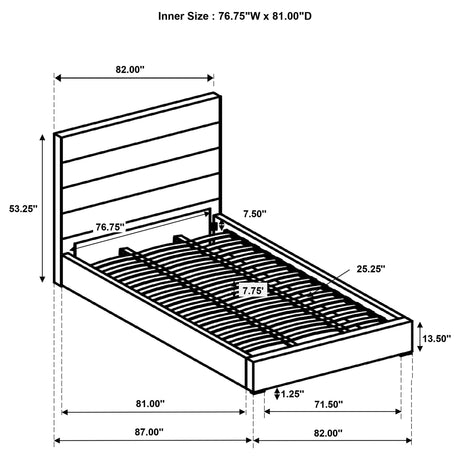 Felicity White Upholstered Eastern King Platform Bed from Coaster - Luna Furniture