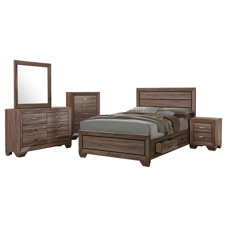 Kauffman Washed Taupe 5-Piece Storage Eastern King Bedroom Set with High Straight Headboard from Coaster - Luna Furniture