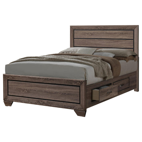 Kauffman Washed Taupe 5-Piece Storage Eastern King Bedroom Set with High Straight Headboard from Coaster - Luna Furniture