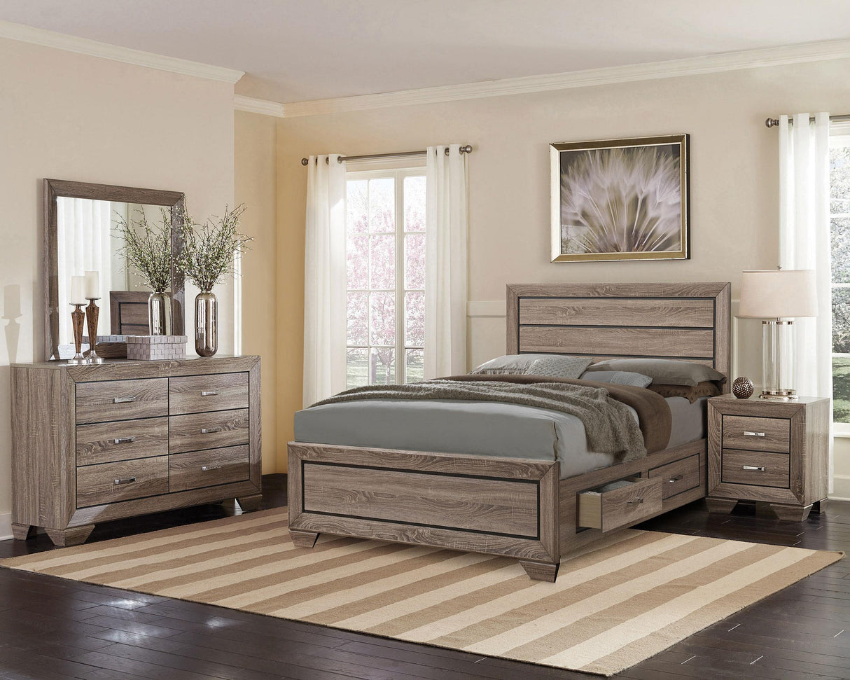 Kauffman Washed Taupe Eastern King Storage Bed from Coaster - Luna Furniture