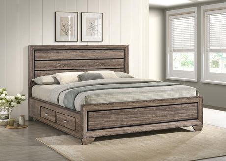 Kauffman Washed Taupe California King Storage Bed from Coaster - Luna Furniture
