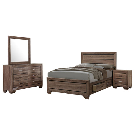 Kauffman Washed Taupe 4-Piece Storage Queen Bedroom Set with High Straight Headboard from Coaster - Luna Furniture