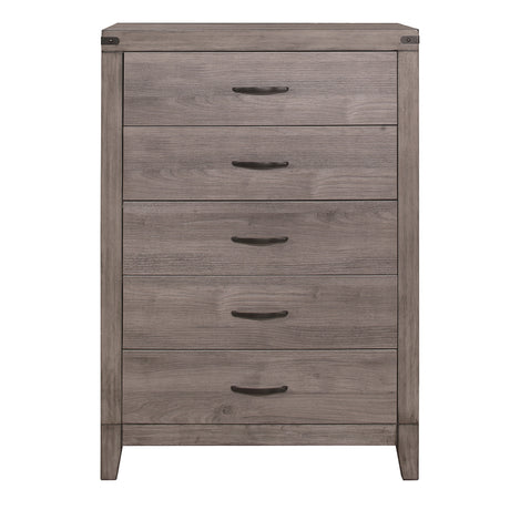 Woodrow Brownish Gray 5-Piece Bedroom Set (Queen Bed, Nightstand, Dresser, Mirror, Chest) from Homelegance - Luna Furniture